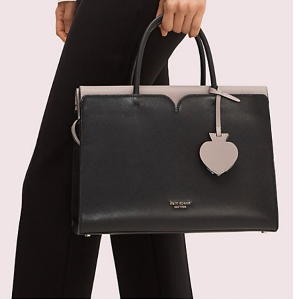 Kate‎ Spade New York Spencer Medium Satchel two-tone black/grey leather